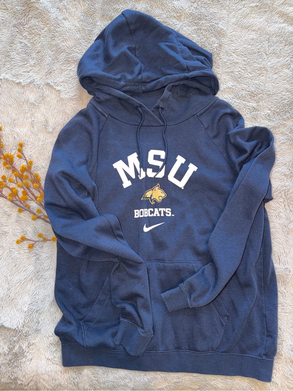 Nike Navy MSU Bobcats Crewneck Hoodie with Gold Logo